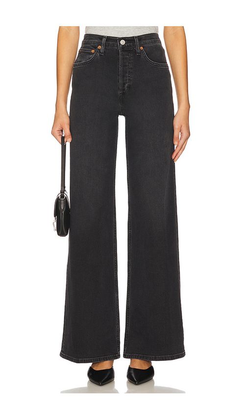 RE/DONE Originals High Rise Wide Leg Jeans in Black. -  31 also in 25, 26, 27, 28, 29
