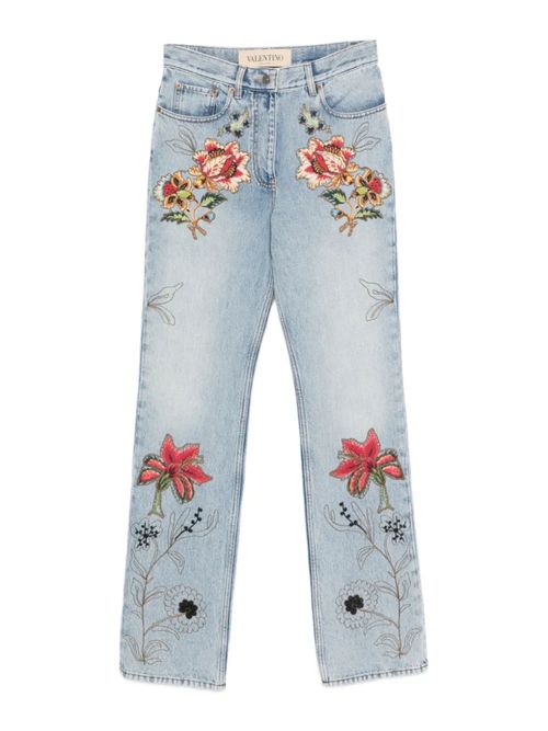 Floral Embroidered Straight Leg Jeans