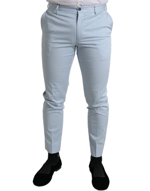 Cotton Stretch Skinny Trousers — Light Blue