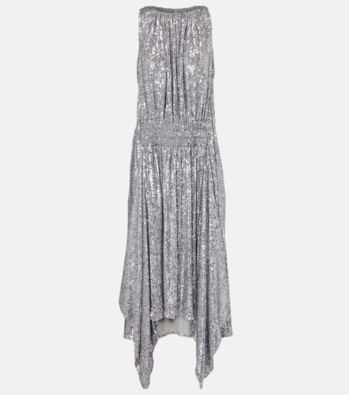 Sequined gathered cocktail dress