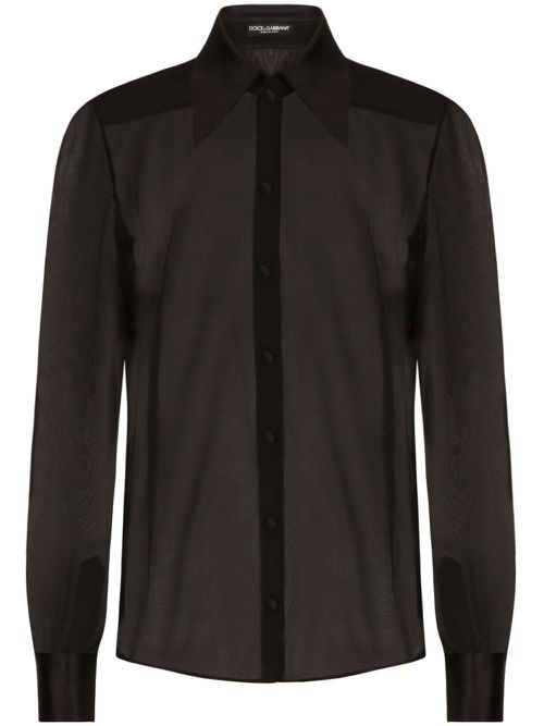 Semi-sheer mesh shirt - Black