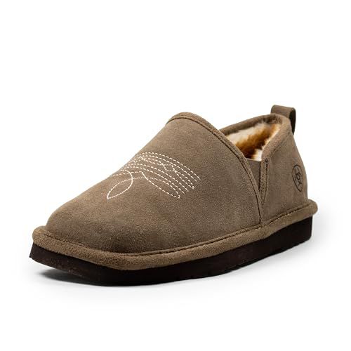 ARIAT Men's Square Toe Indoor & Outdoor Rubber Bottom Lasso Suede Slippers