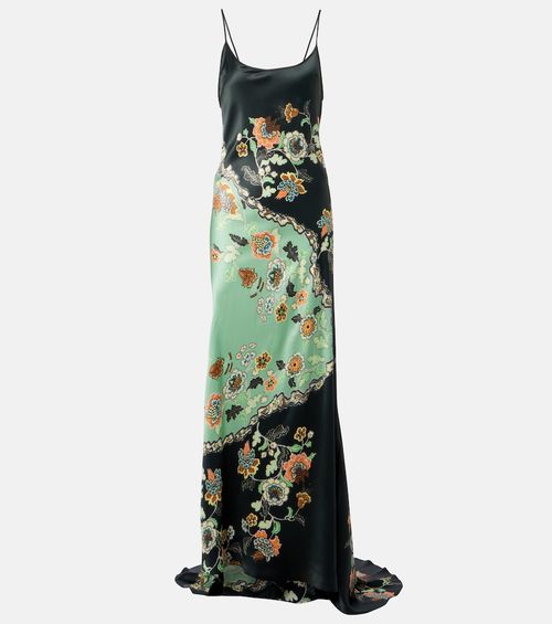 Floral silk satin gown