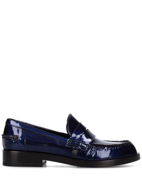 Patent navy blue loafers