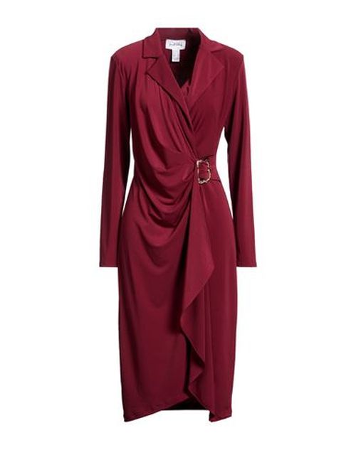 Woman Midi dress Burgundy Size 10 Polyester, Elastane