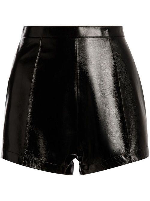 High-shine leather shorts - Black