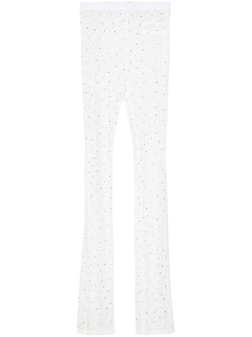 Floral-lace semi-sheer leggings - White