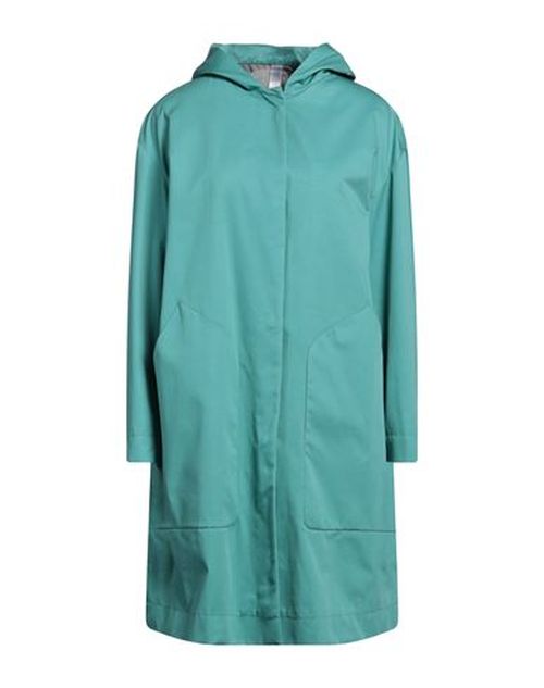 Hevò Woman Overcoat & Trench Coat Turquoise Size 6 Cotton