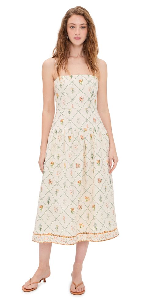 Juliet Midi Dress Ivory Botanical