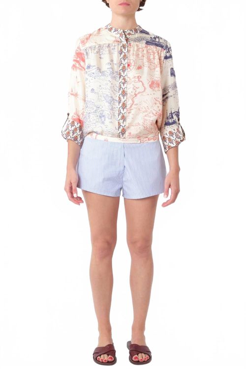 Boop Pinstriped Cotton Shorts In Mix Raye Hom