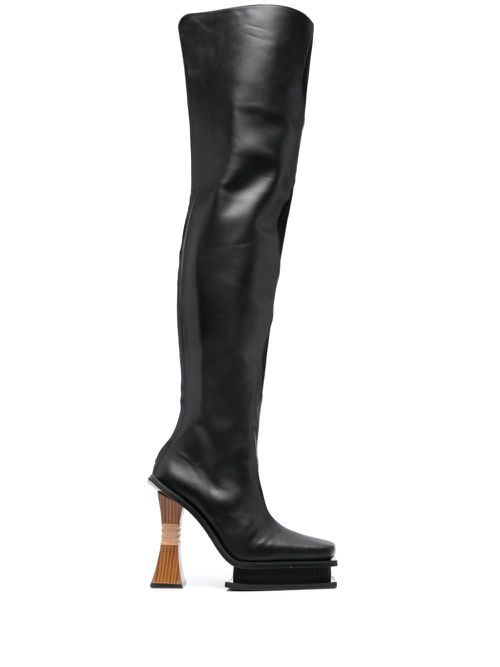 Veena 120mm leather knee boots - Black