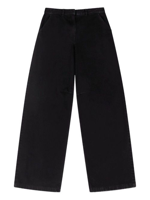 Cotton wide-leg jeans - Black
