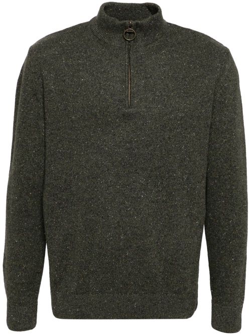 Long-sleeved half-zip jumper - Green