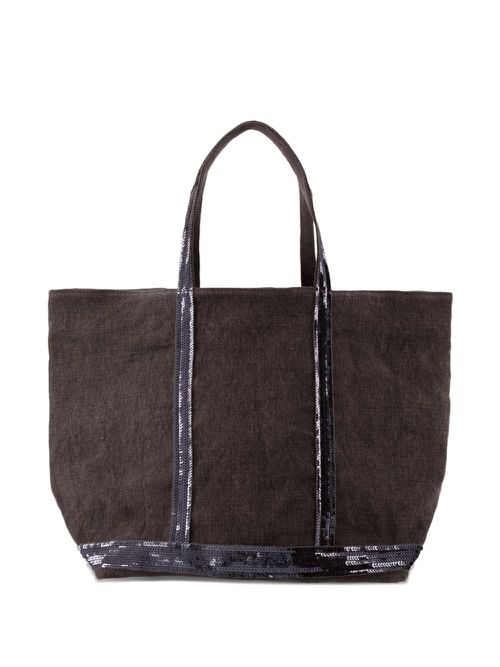 Large Cabas sequin-trimmed tote bag - Grey