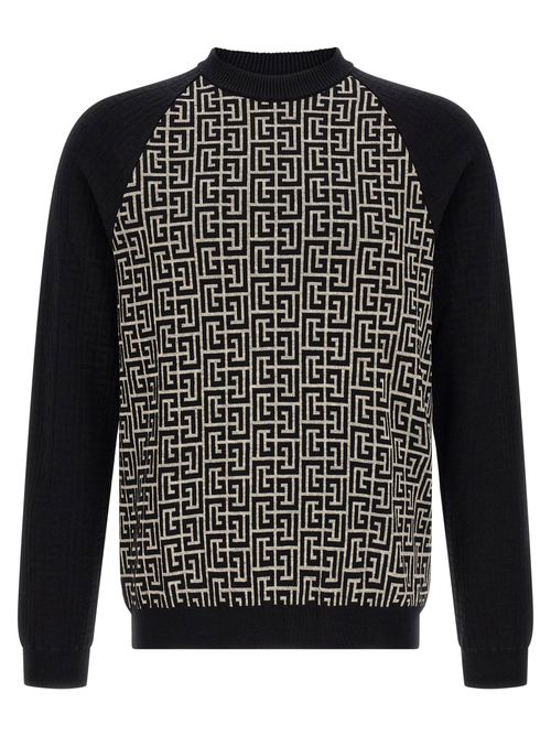 PB Monogram Jacquard Sweater — Black