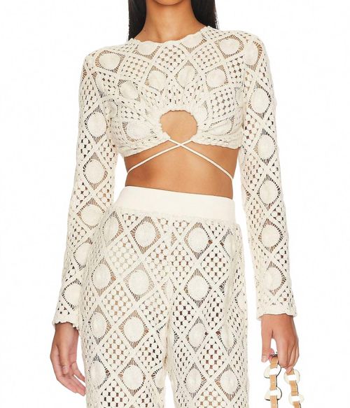 Hira Crochet Crop Top In Chalk