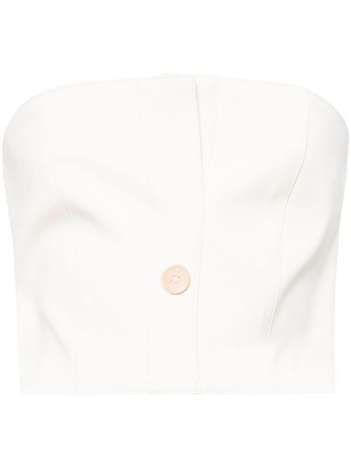 Button-embellished cropped top - Neutrals