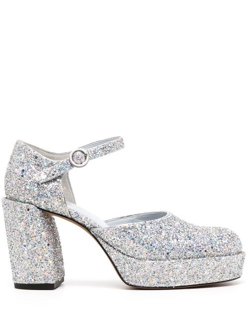 Naomi 90mm platform pumps - Silver