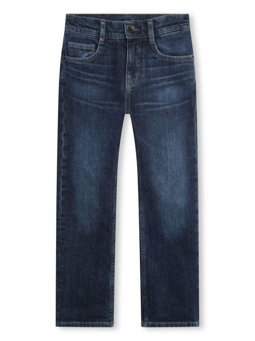 Logo-embossed straight-leg jeans - Blue