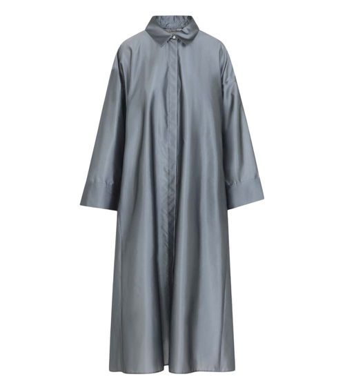 Dark Grey Shirt Collar Midi Shirt Dress