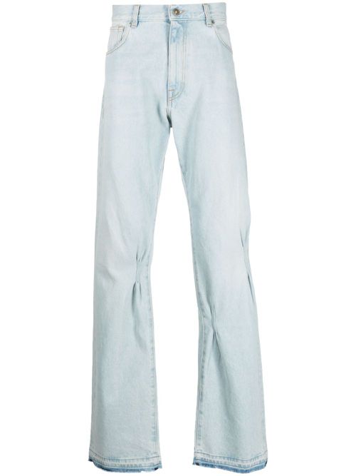 Gathered-detailing straight-leg jeans - Blue