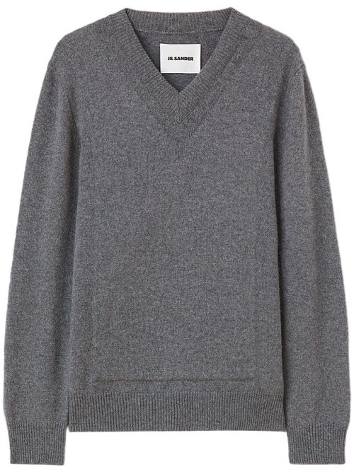 V-neck wool-blend jumper - Grey