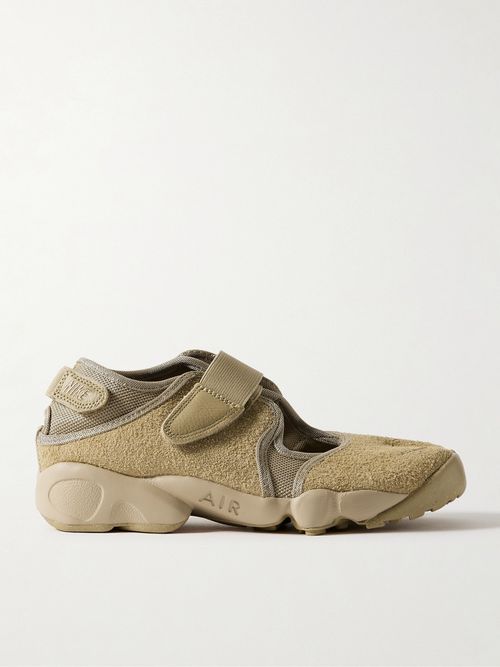 Air Rift Split-toe Brushed-suede And Mesh Sneakers - Camel