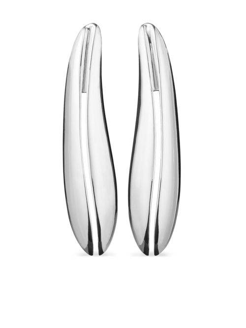 Elongated Wave clip-on earrings - Silver