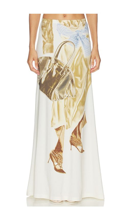 MARRKNULL Printed Skirt in White. - S also in XS