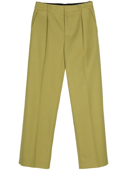 Pleat-detail wool trousers - Green