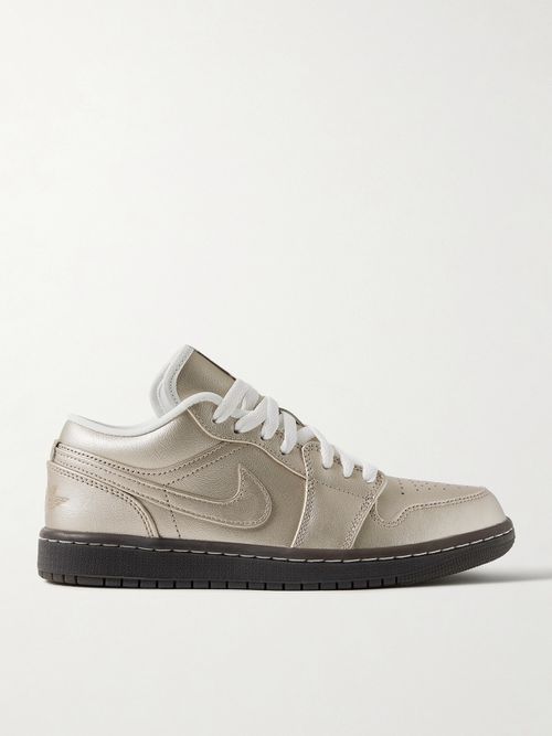 Air Jordan 1 Low Metallic Leather Sneakers - Gold