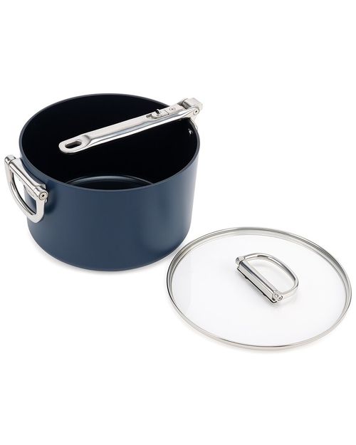 Space Ceramic Non-Stick 5.4Qt Saucepan With Folding Handle & Lid