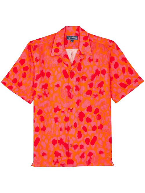 Linen bowling shirt - Orange