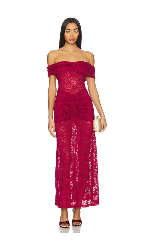 Runaway The Label Vaneya Lace Maxi Dress in Red. XS. Also in L, M