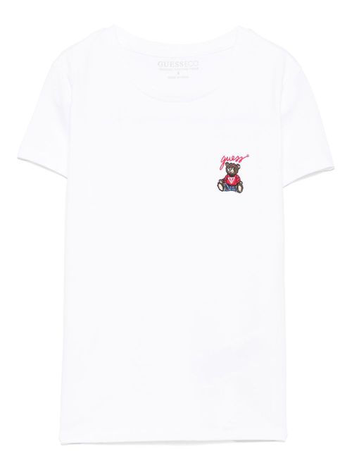 Guess kids logo-embroidered T-shirt - White