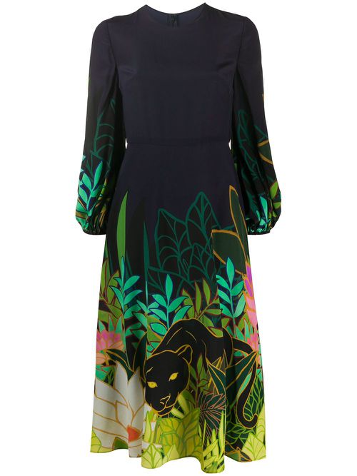 Valentino Garavani Panther in the Jungle midi dress - Blue