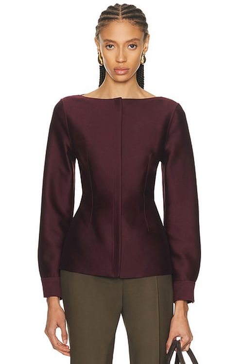 Adam Lippes Souline Top in Aubergine - Burgundy. 6 also