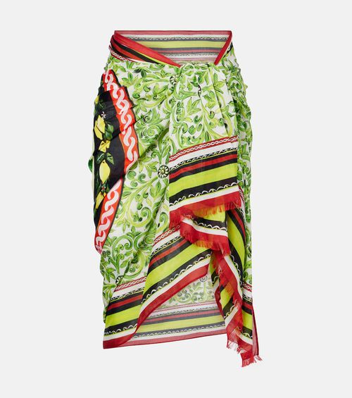 Printed cotton beach cover-up