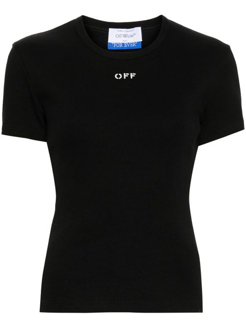 Off Stamp ribbed-knit top - Black