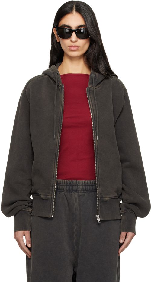 Black Slim Zip Up Hoodie