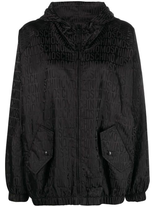 Logo-print hooded jacket - Black