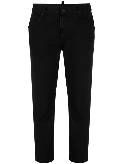 Cropped low-rise jeans - Black