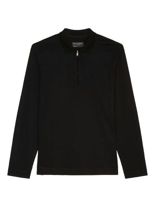 Short-zip polo shirt - Black