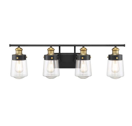 Savoy House Macauley 4-Light Bathroom Vanity Light in Vintage Black With Warm Bras