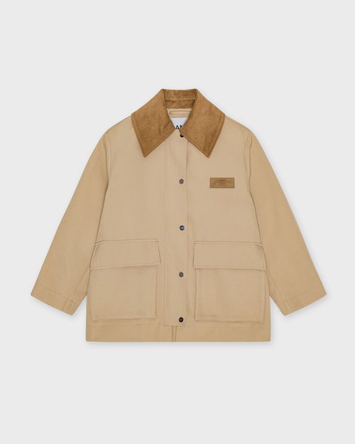 Ganni Jacket Heavy Twill Midi Beige