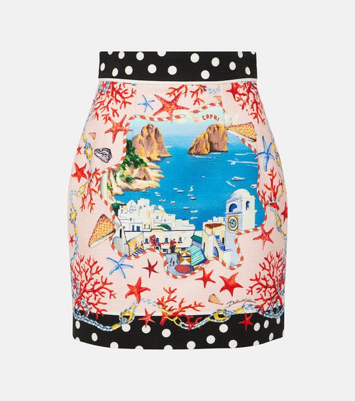 Capri printed cotton miniskirt