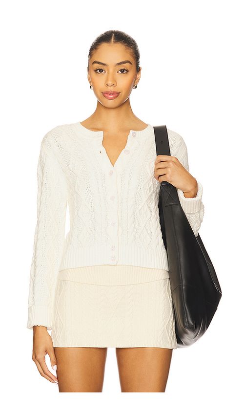 Frankies Bikinis Marley Cable Knit Cardigan in Cream. XXS. Also in L, M, S