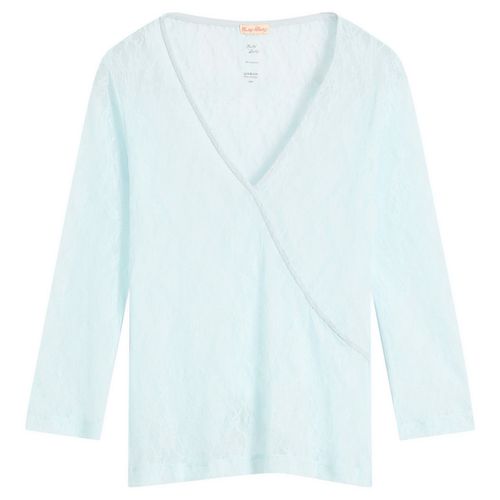 Women's Lace Wrap Top in Ice Blue