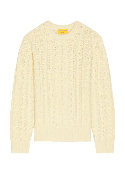 Guest In Residence Fisherman Crew Neck Sweater in Butter - Yellow. XL/1X also in