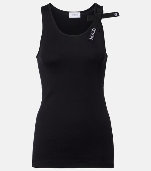 Logo bow-detail cotton tank top